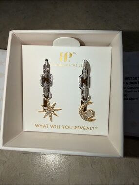 Bomb Party Fizztopia 2026 Exclusive Halo Earrings Moonstone on Rhodium and Gold